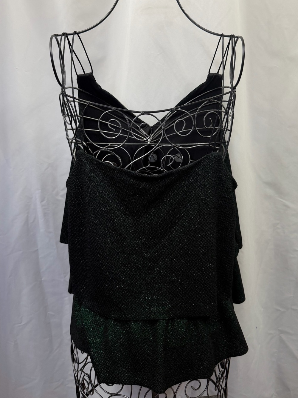 NWT Zara green glitter tiered flowy cami size L - Picture 6 of 6